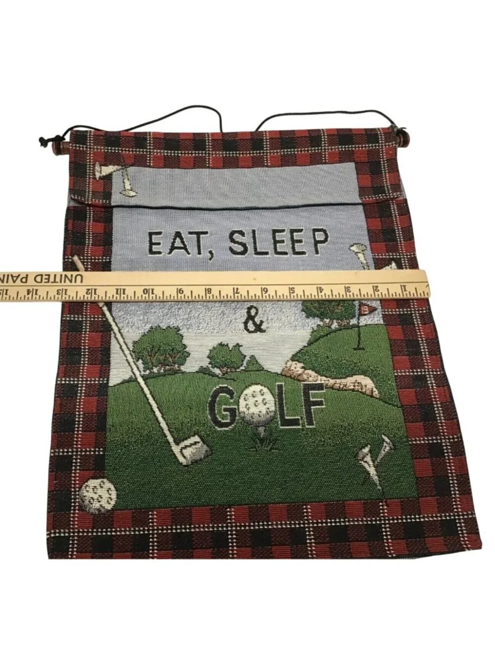 Windham Weavers Vintage 2001 Eat Sleep and Golf Tapestry Wall Hanging